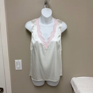 NEW! Generation Love Aida Lace Silk Tank in White /Ballet Slipper Pink XS - $195